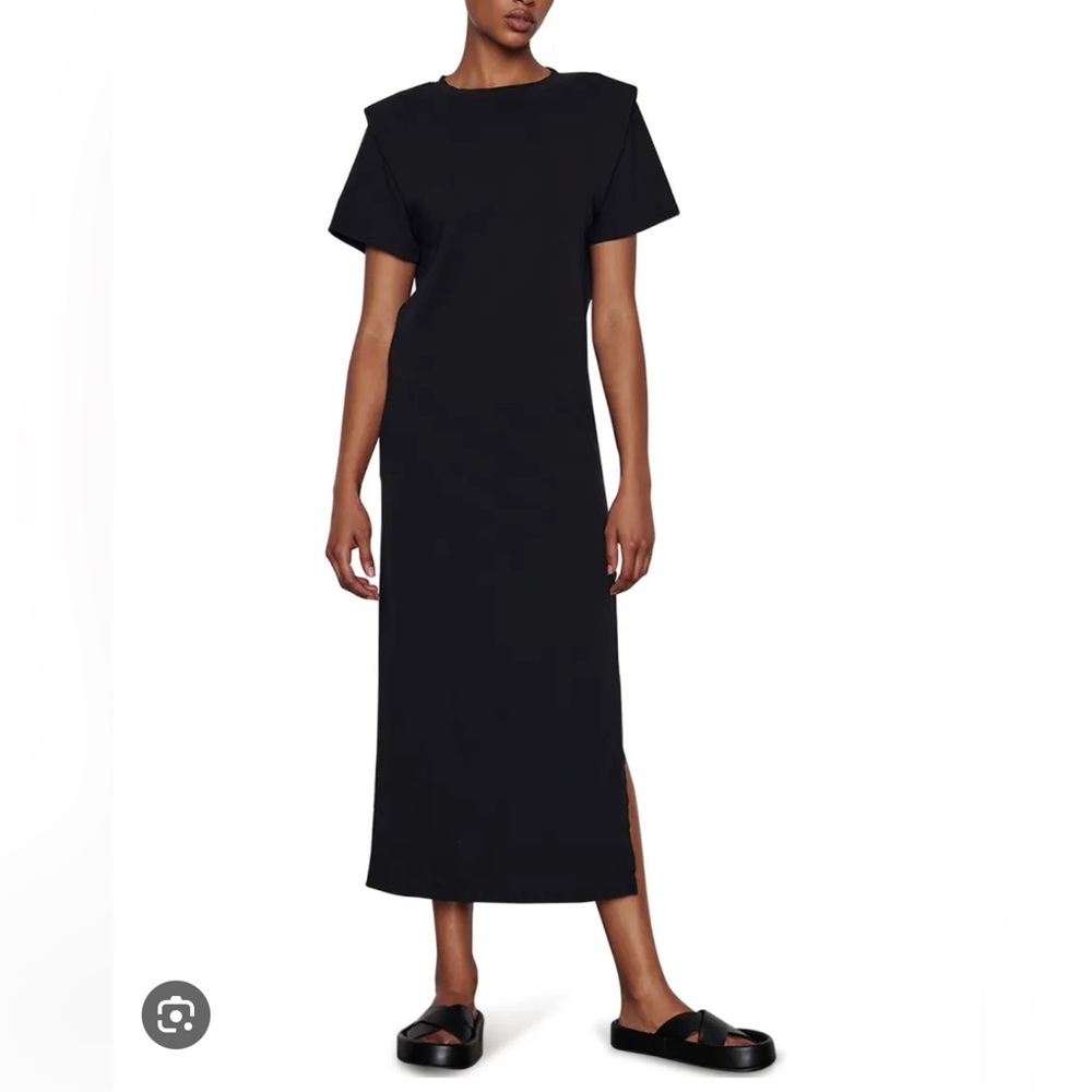 Frame padded shoulder midi dress
